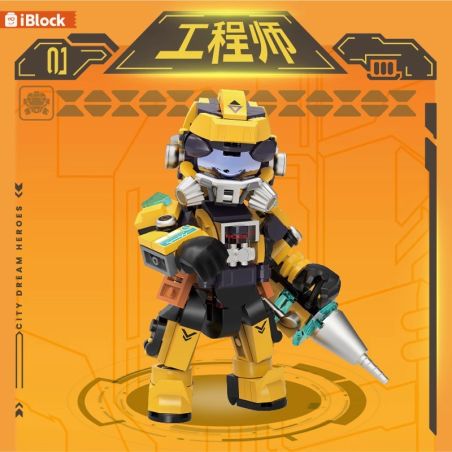 iBlock ib1104-1 Xếp hình lắp ráp ghép mô hình Đội ngũ công nghiệp nặng City Dream Hero: Kỹ sư