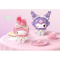 Gekkosha 803308 Xếp hình lắp ráp ghép mô hình Hình dáng cụm hoa Sanrio: Đêm đầy sao hoa hồng, Kurome