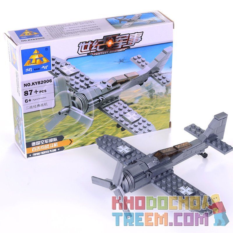 Kazi KY82006 82006 non  MÁY BAY CHIẾN ĐẤU bộ đồ chơi xếp lắp ráp ghép mô hình Century Military CENTURY MILITARY FW190 FIGHTER PLANE Quân Đội Thế Kỷ 87 khối