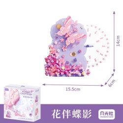 Gekkosha 804264 Xếp hình lắp ráp ghép mô hình Lịch Vạn Niên Hoa Tình Yêu: Hoa Cùng Bóng Bướm