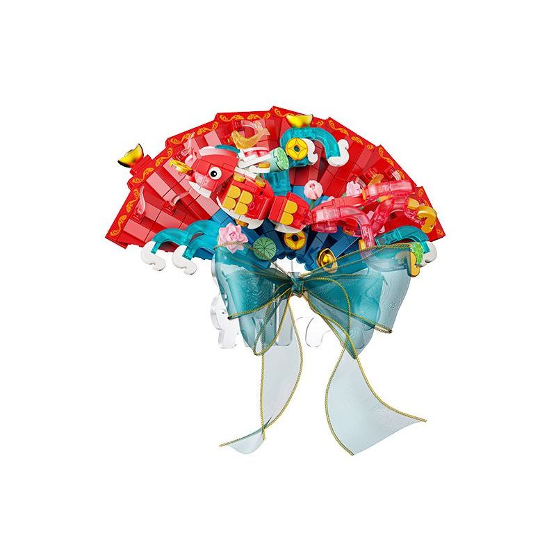 Gekkosha 802818 Xếp hình lắp ráp ghép mô hình Cầu nguyện bằng quạt hoa: Vẽ hồn cá chép mùa xuân