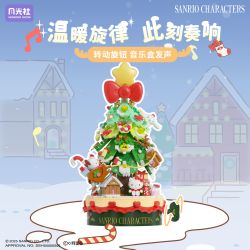 Gekkosha 803307 Xếp hình lắp ráp ghép mô hình Gia đình Sanrio: Hộp nhạc cây thông Noel mùa đông ấm áp