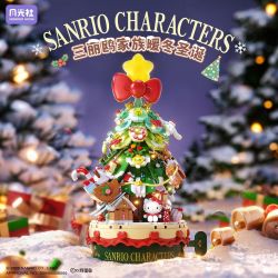 Gekkosha 803307 Xếp hình lắp ráp ghép mô hình Gia đình Sanrio: Hộp nhạc cây thông Noel mùa đông ấm áp