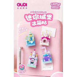 GUDI 40804 Castle Fridge Magnet Xếp hình lắp ráp ghép mô hình Nam châm tủ lạnh mini Castle