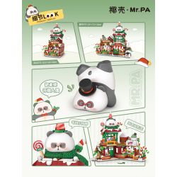 coconut shell 7211 Xếp hình lắp ráp ghép mô hình Mr.PA Little Rake Cửa hàng Giáng sinh Folding Street View