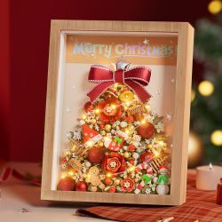 coconut shell 1962 Xếp hình lắp ráp ghép mô hình Khung ảnh cây thông Noel màu đỏ cổ điển