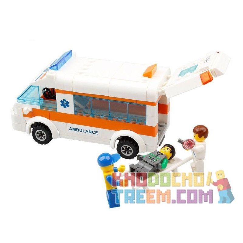 Kazi KY85010 85010 non  XE CỨU THƯƠNG bộ đồ chơi xếp lắp ráp ghép mô hình City CITY RESCUE AMBULANCE COPS Thành Phố 199 khối