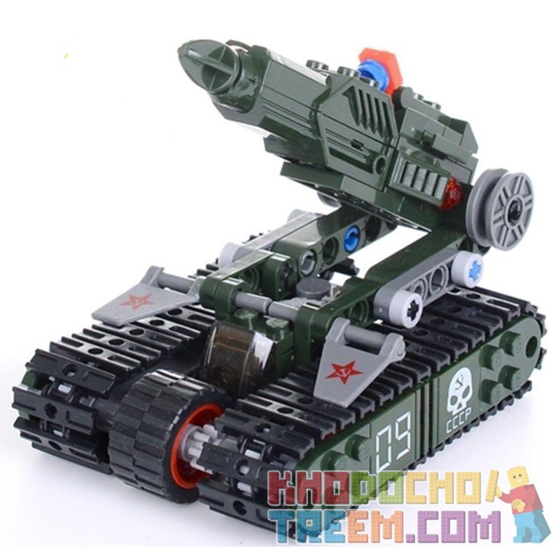 Kazi KY81012 81012 non  XE PHÓNG TÊN LỬA BÁNH XÍCH bộ đồ chơi xếp lắp ráp ghép mô hình Red Alert 3 RED ALERT 3 V4 ROCKET LAUNCHER Báo Động Đỏ 3 170 khối