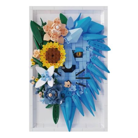 DK 3037 Lion and Flowers Xếp hình lắp ráp ghép mô hình Khung ảnh sư tử hoa khô