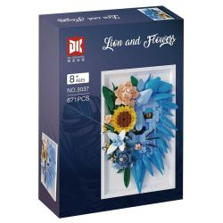 DK 3037 Lion and Flowers Xếp hình lắp ráp ghép mô hình Khung ảnh sư tử hoa khô