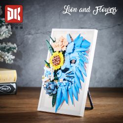 DK 3037 Lion and Flowers Xếp hình lắp ráp ghép mô hình Khung ảnh sư tử hoa khô
