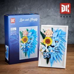 DK 3037 Lion and Flowers Xếp hình lắp ráp ghép mô hình Khung ảnh sư tử hoa khô