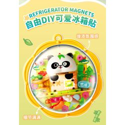 Femibox S5437 Panda Moment Xếp hình lắp ráp ghép mô hình Khoảnh khắc chữa bệnh của Panda Nam châm tủ lạnh Panda 4 loại