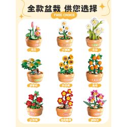 Femibox S5449 Xếp hình lắp ráp ghép mô hình 9 cảnh hoa sáng tạo của Trung Quốc: hoa sen, hoa cúc, hoa thủy tiên, cây thông chào đón, hoa hướng dương, quất, hoa hồng đỏ, hoa mùa đông may mắn, hoa lan hồ điệp