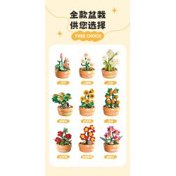 Femibox S5449 Xếp hình lắp ráp ghép mô hình 9 cảnh hoa sáng tạo của Trung Quốc: hoa sen, hoa cúc, hoa thủy tiên, cây thông chào đón, hoa hướng dương, quất, hoa hồng đỏ, hoa mùa đông may mắn, hoa lan hồ điệp