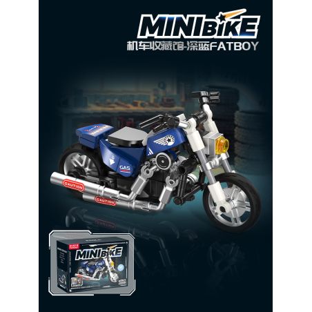 Femibox S5490 Mini Bike Xếp hình lắp ráp ghép mô hình Bộ sưu tập xe máy: FATBOY xanh đậm