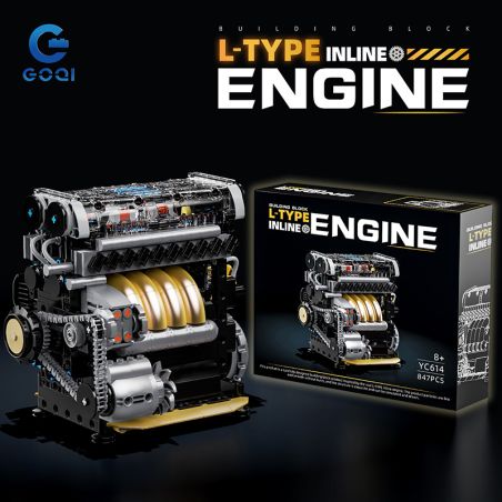 GOQI YC614 L-Type Inline Engine Xếp hình lắp ráp ghép mô hình Động cơ loại L