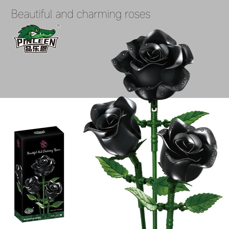 Pinleyen PL-6022 Xếp hình lắp ráp ghép mô hình Bó hoa hồng 3 cành
