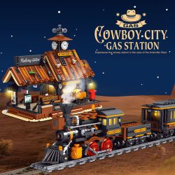 small angle JD112 Cowboy City Railway Station Xếp hình lắp ráp ghép mô hình Thị trấn cao bồi: Sân ga