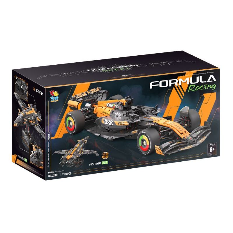 Jizhuan J2001 Xếp hình lắp ráp ghép mô hình Xe đua F1 biến thành chiến đấu cơ 1:8