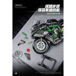 wisdom MG03 Kawasaki Xếp hình lắp ráp ghép mô hình Tứ Xuyên Banner Xe máy 1:8