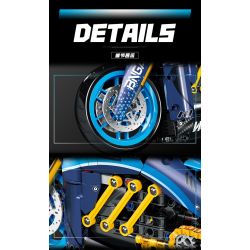 wisdom MG06 Bngatli W4 Xếp hình lắp ráp ghép mô hình Xe máy Bugatti 1:8