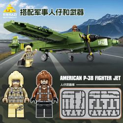 KAZI GBL BOZHI KY82074 American P-38 Fighter Jet Xếp hình lắp ráp ghép mô hình Máy bay chiến đấu P-38 của Mỹ
