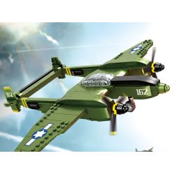 KAZI GBL BOZHI KY82074 American P-38 Fighter Jet Xếp hình lắp ráp ghép mô hình Máy bay chiến đấu P-38 của Mỹ