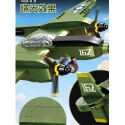 KAZI GBL BOZHI KY82074 American P-38 Fighter Jet Xếp hình lắp ráp ghép mô hình Máy bay chiến đấu P-38 của Mỹ