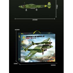 KAZI GBL BOZHI KY82074 American P-38 Fighter Jet Xếp hình lắp ráp ghép mô hình Máy bay chiến đấu P-38 của Mỹ