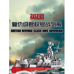 KAZI GBL BOZHI KY82075 British Revenge Class HMS Sovereign Xếp hình lắp ráp ghép mô hình Thiết giáp hạm lớp Revenge của Anh HMS Sovereign