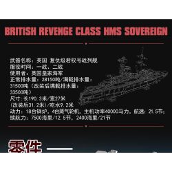 KAZI GBL BOZHI KY82075 British Revenge Class HMS Sovereign Xếp hình lắp ráp ghép mô hình Thiết giáp hạm lớp Revenge của Anh HMS Sovereign
