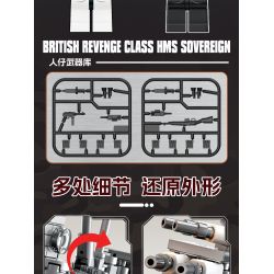 KAZI GBL BOZHI KY82075 British Revenge Class HMS Sovereign Xếp hình lắp ráp ghép mô hình Thiết giáp hạm lớp Revenge của Anh HMS Sovereign