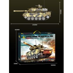 KAZI GBL BOZHI KY82076 German Leopard 2A7 Main Battle Tank Xếp hình lắp ráp ghép mô hình Xe tăng chiến đấu chủ lực Leopard 2A7 của Đức