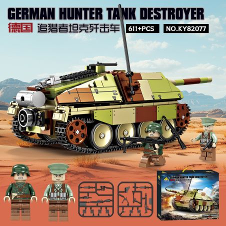 KAZI GBL BOZHI KY82077 German Hunter Tank Destroyer Xếp hình lắp ráp ghép mô hình Pháo chống tăng Stalker của Đức