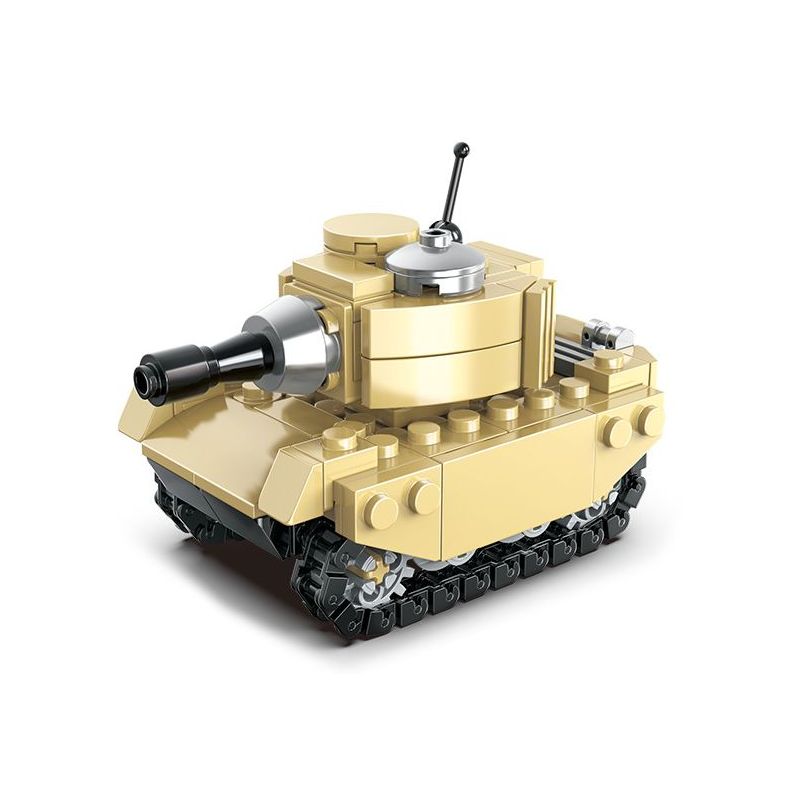 United Imagine JKC7704 Xếp hình lắp ráp ghép mô hình Q Xe tăng dễ thương: Xe tăng F2 sa mạc Huang Xiaobao