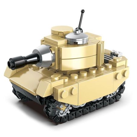 United Imagine JKC7704 Xếp hình lắp ráp ghép mô hình Q Xe tăng dễ thương: Xe tăng F2 sa mạc Huang Xiaobao