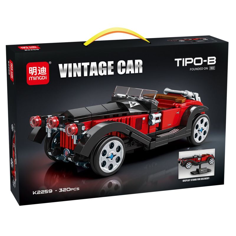 minGDi LEIBAO K2259 Vintage Car Tipo-B Xếp hình lắp ráp ghép mô hình Xe cổ điển Alfa Romeo Tipo B
