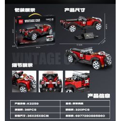 minGDi LEIBAO K2259 Vintage Car Tipo-B Xếp hình lắp ráp ghép mô hình Xe cổ điển Alfa Romeo Tipo B