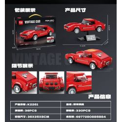 minGDi LEIBAO K2261 Vintage Car Fer-250 Xếp hình lắp ráp ghép mô hình Chiếc xe cổ điển Ferrari 250 GTO