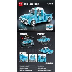 minGDi LEIBAO K2266 Vintage Car FD-F-1 Xếp hình lắp ráp ghép mô hình Xe bán tải Ford F-1