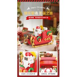 JAKI JK5162 Xếp hình lắp ráp ghép mô hình Chuyến tàu Giáng sinh đầy màu sắc: Xe trượt tuyết vui vẻ của ông già Noel