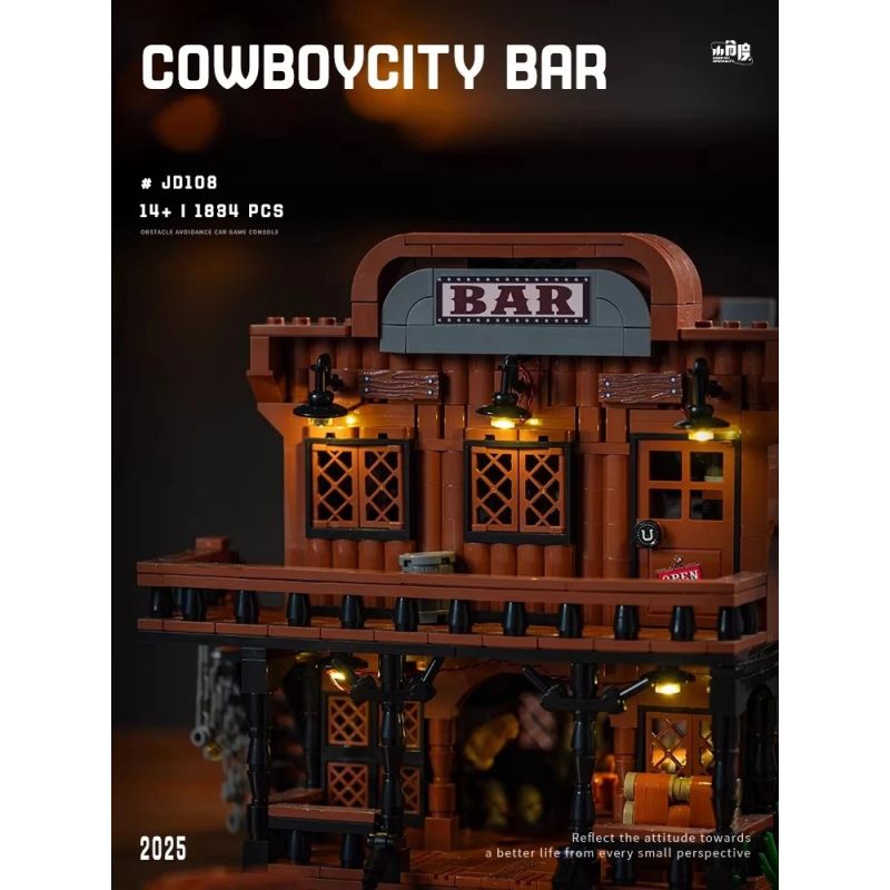 small angle JD108 Xếp hình lắp ráp ghép mô hình Thị trấn cao bồi: Quán bar
