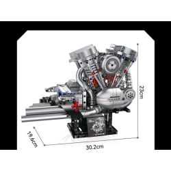 XINZHUAN XZ0014 Stormcore V2 Engine Xếp hình lắp ráp ghép mô hình Động cơ đầu dẹt của Harley