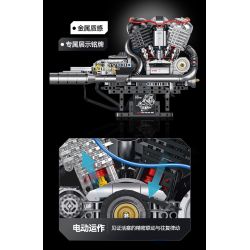 XINZHUAN XZ0015 Stormcore V2 Engine Xếp hình lắp ráp ghép mô hình Động cơ đầu chai của Harley