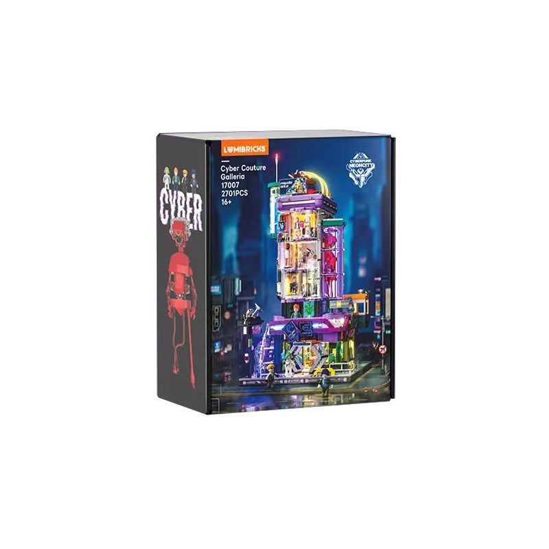 LUMIBRICKS FUNWHOLE 17007 THÀNH PHỐ CYBERPUNK NEON CỬA HÀNG THỜI TRANG GIẢ PHÒNG TRIỂN LÃM ĐIỆN TỬ bộ đồ chơi xếp lắp ráp ghép mô hình Creator CYBER COUTURE GALLERIA Sáng Tạo 2701 khối
