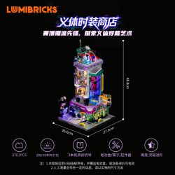 LUMIBRICKS FUNWHOLE 17007 THÀNH PHỐ CYBERPUNK NEON CỬA HÀNG THỜI TRANG GIẢ PHÒNG TRIỂN LÃM ĐIỆN TỬ bộ đồ chơi xếp lắp ráp ghép mô hình Creator CYBER COUTURE GALLERIA Sáng Tạo 2701 khối