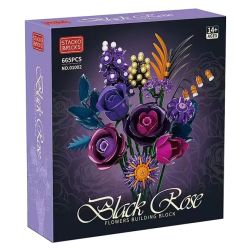 STACK 01002 HOA HỒNG TÍM THÌ THẦM BÓ ĐEN bộ đồ chơi xếp lắp ráp ghép mô hình Creator BLACK ROSE Sáng Tạo 665 khối