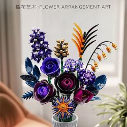 STACK 01002 HOA HỒNG TÍM THÌ THẦM BÓ ĐEN bộ đồ chơi xếp lắp ráp ghép mô hình Creator BLACK ROSE Sáng Tạo 665 khối