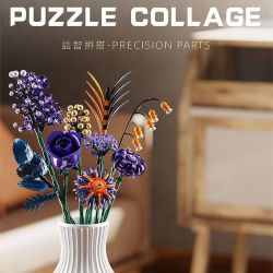 STACK 01002 HOA HỒNG TÍM THÌ THẦM BÓ ĐEN bộ đồ chơi xếp lắp ráp ghép mô hình Creator BLACK ROSE Sáng Tạo 665 khối